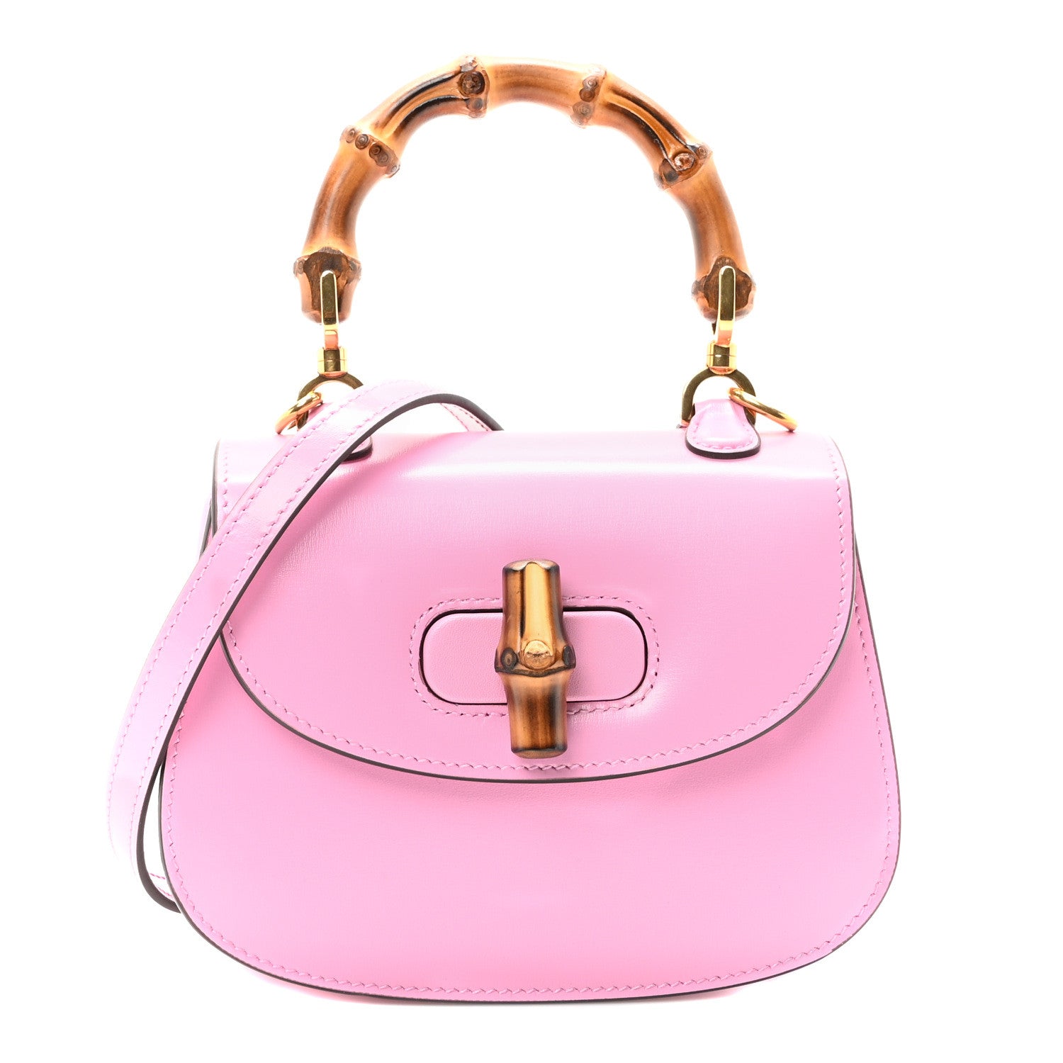 Gucci Boarded Dyana Lux Calfskin Web Mini Bamboo 1947 Top Handle Bag Nice Pink 1 of 10