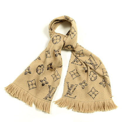 Louis Vuitton Wool Silk Monogram Giant Jungle Logomania Shine Scarf Beige 1 of 3