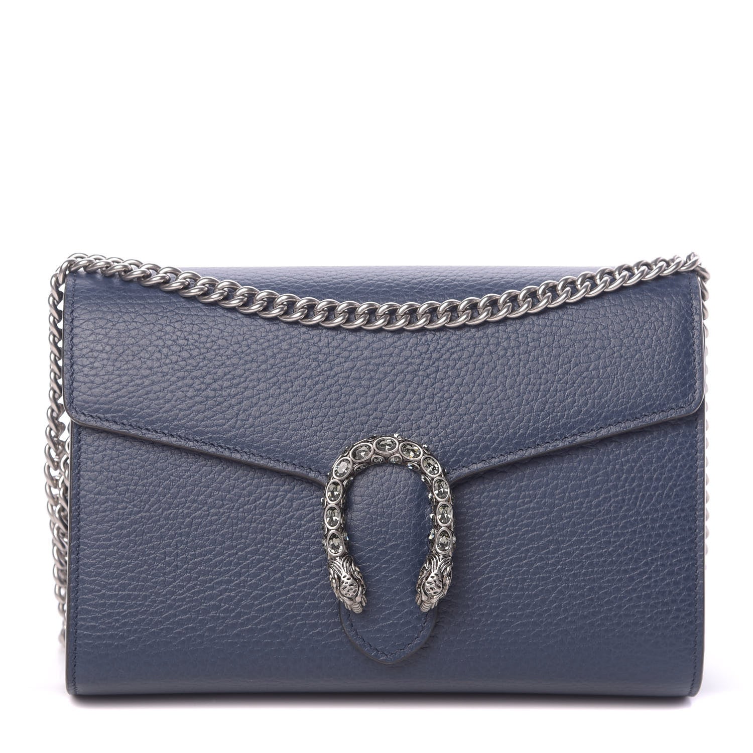 Gucci Dollar Calfskin Crystal Mini Dionysus Chain Wallet Blue Agata Black Diamond 1 of 10