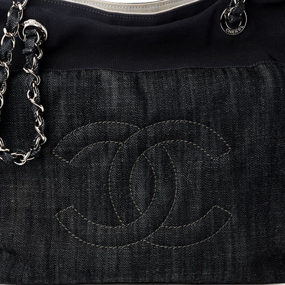 Chanel Denim Grosgrain Drawstring Tote Blue 9 of 9