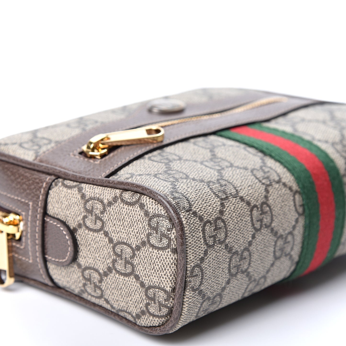 GG Supreme Monogram Web Small Ophidia Belt Bag 85 34 Dark Brown