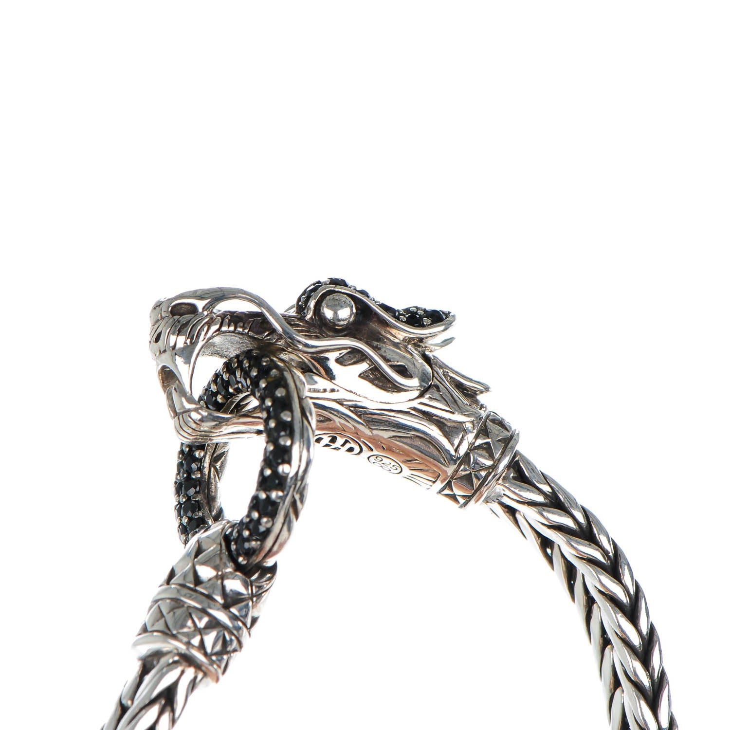 John Hardy Sterling Silver Black Sapphire Naga Dragon Head Bracelet M 10 of 11