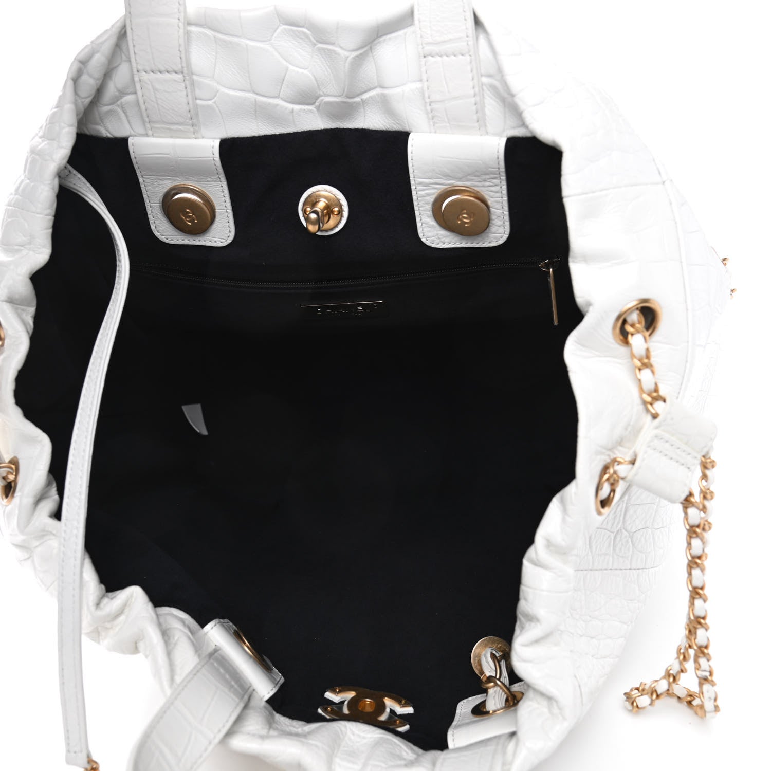 Chanel Calfskin Crocodile Embossed Large Cocodile Shopping Tote White 4 of 6