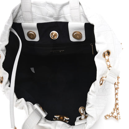 Chanel Calfskin Crocodile Embossed Large Cocodile Shopping Tote White 4 of 6