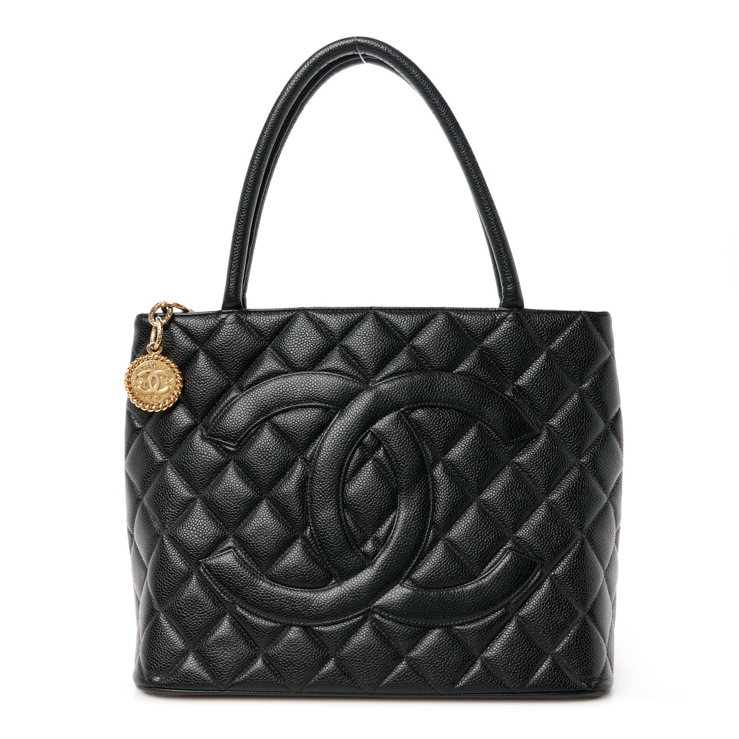 Caviar Quilted Medallion Tote Black