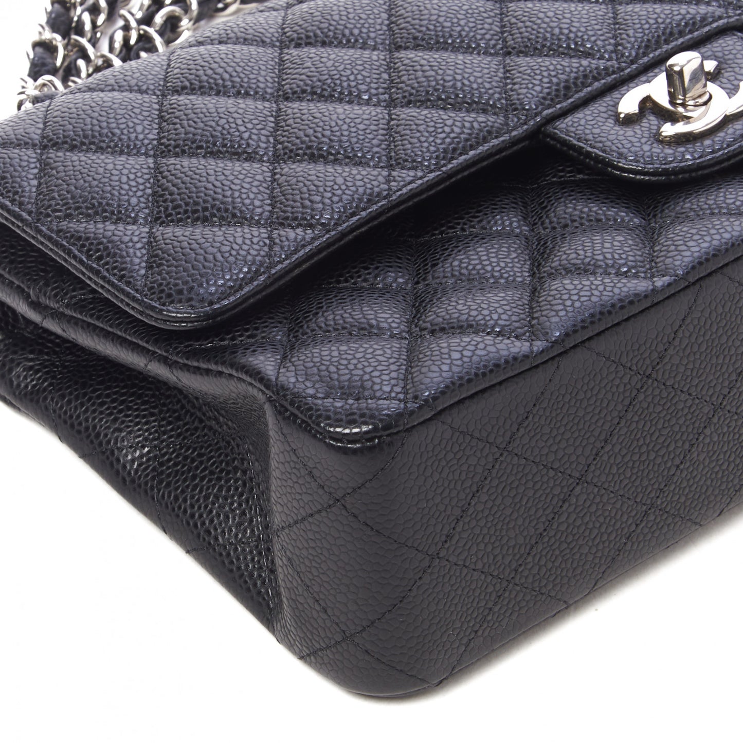 Caviar Quilted Medium Double Flap Black