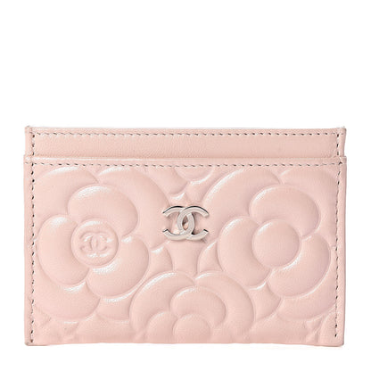 Chanel Lambskin Camellia Embossed Card Holder Nude 1 of 13