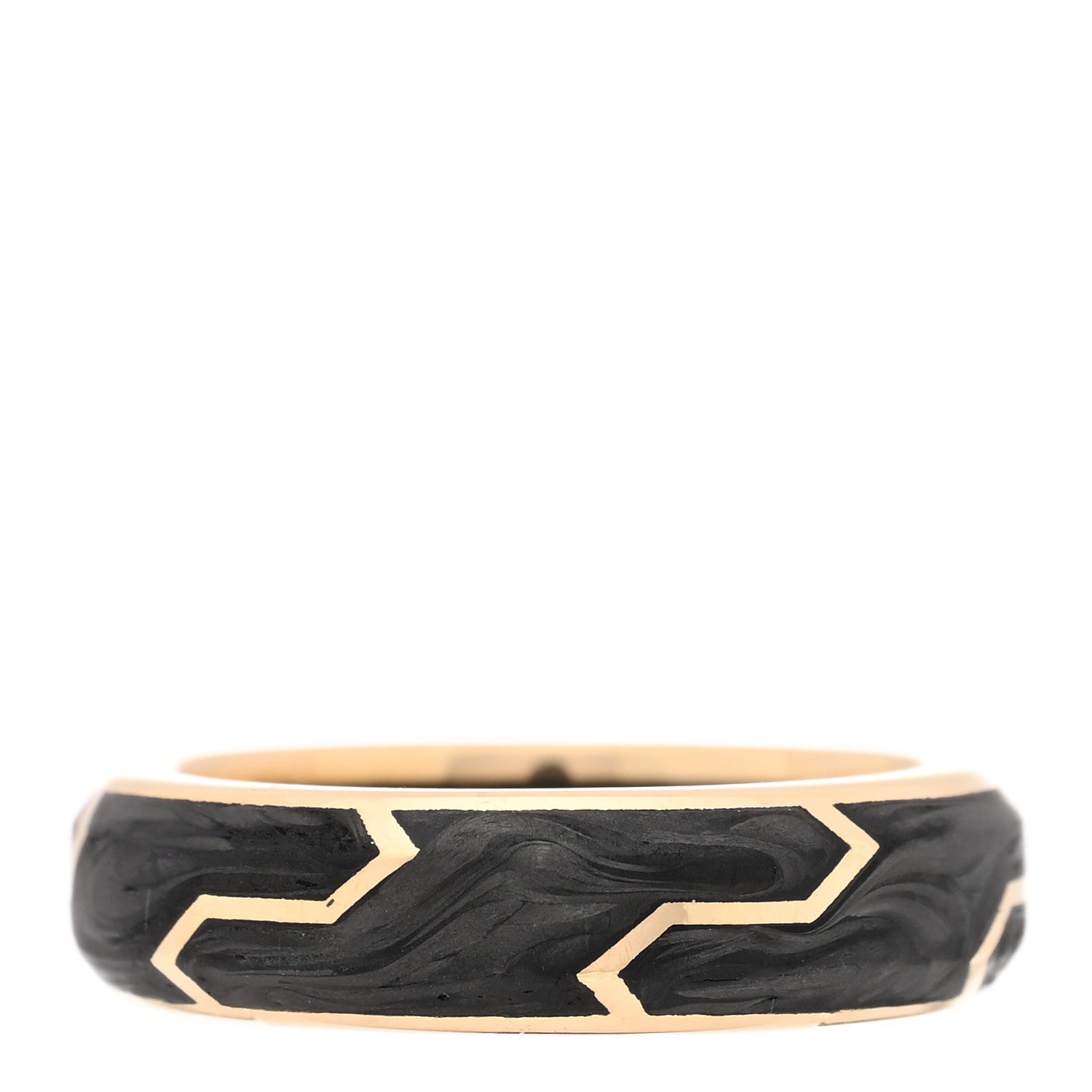 David Yurman 18K Yellow Gold 6mm Forged Carbon Band Ring 53 6.5 1 of 5