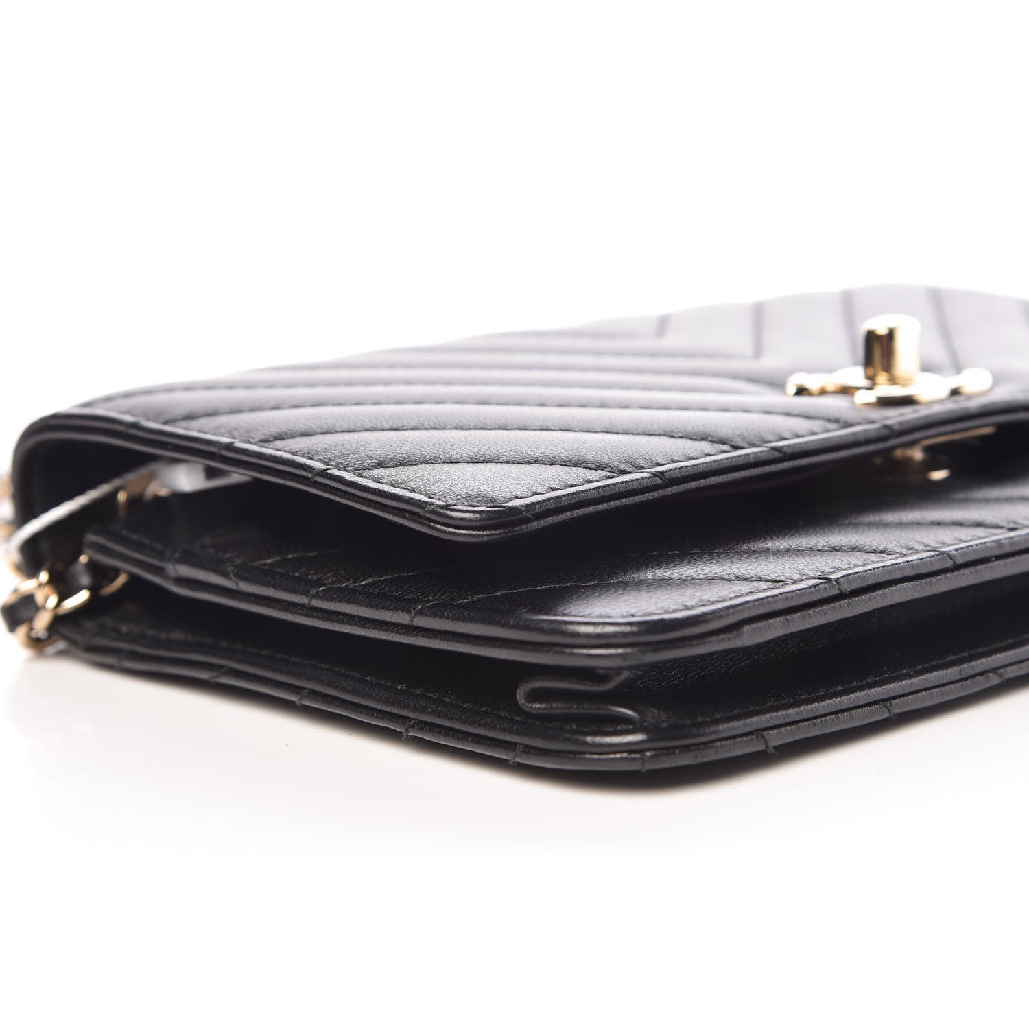 Chanel Lambskin Chevron Quilted Trendy CC Wallet On Chain WOC Black 9 of 11