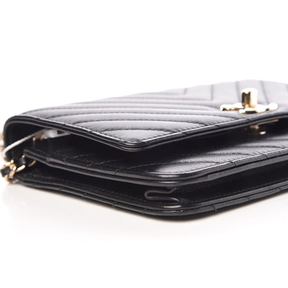 Chanel Lambskin Chevron Quilted Trendy CC Wallet On Chain WOC Black 9 of 11