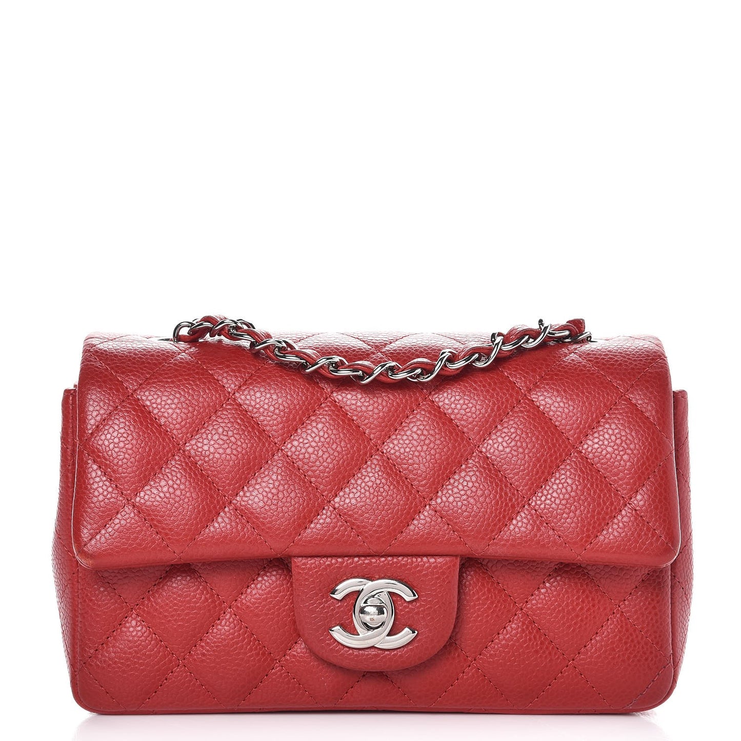Caviar Quilted Mini Rectangular Flap Red
