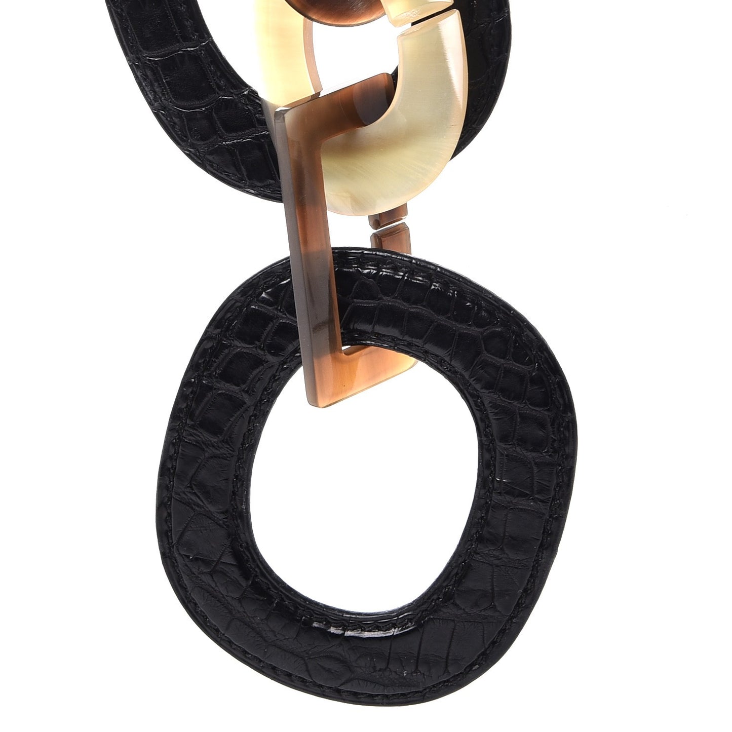 Buffalo Horn Alligator Isidore Necklace Black