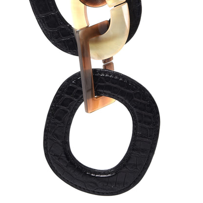 Hermes Buffalo Horn Alligator Isidore Necklace Black 7 of 12
