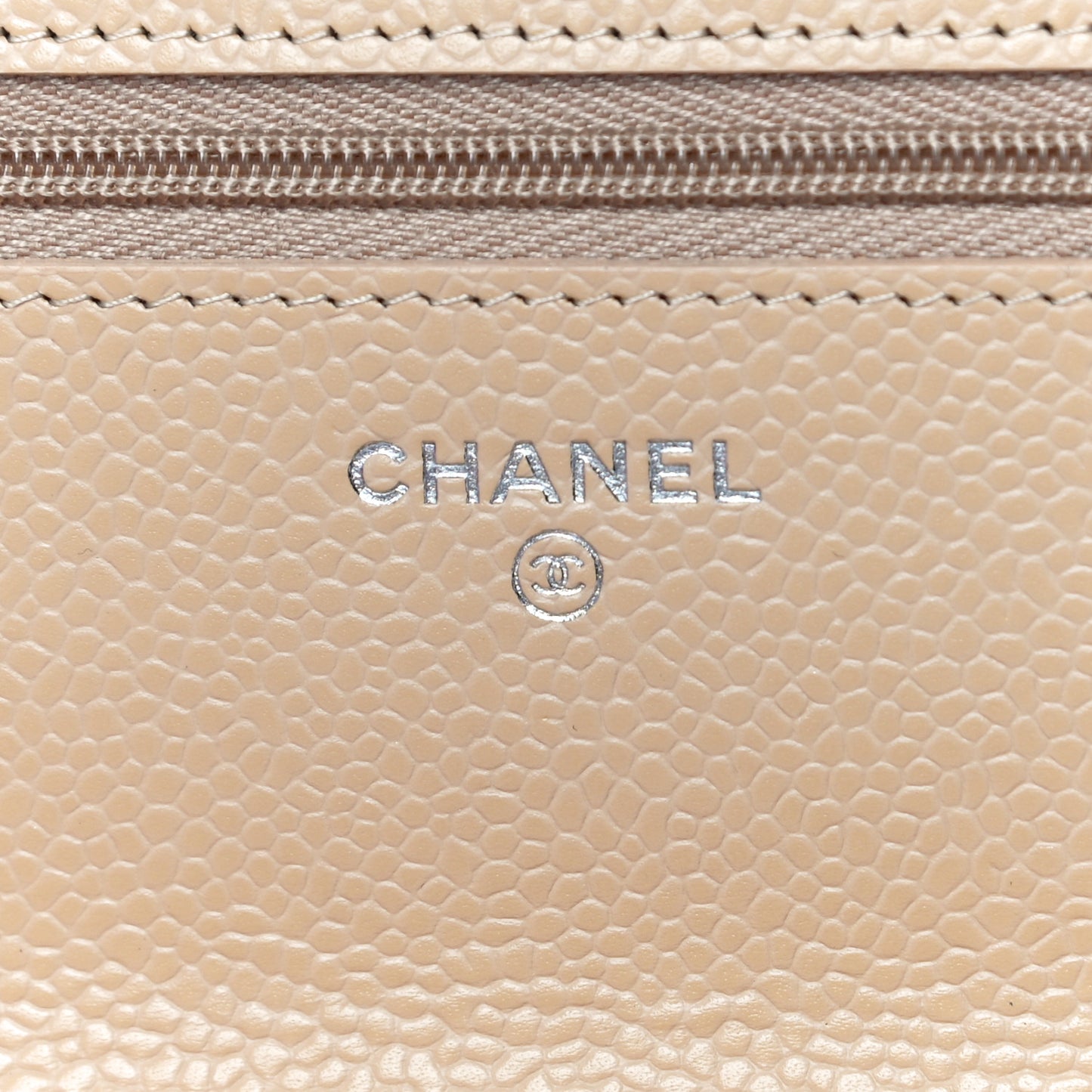 Caviar Quilted Wallet On Chain WOC Beige