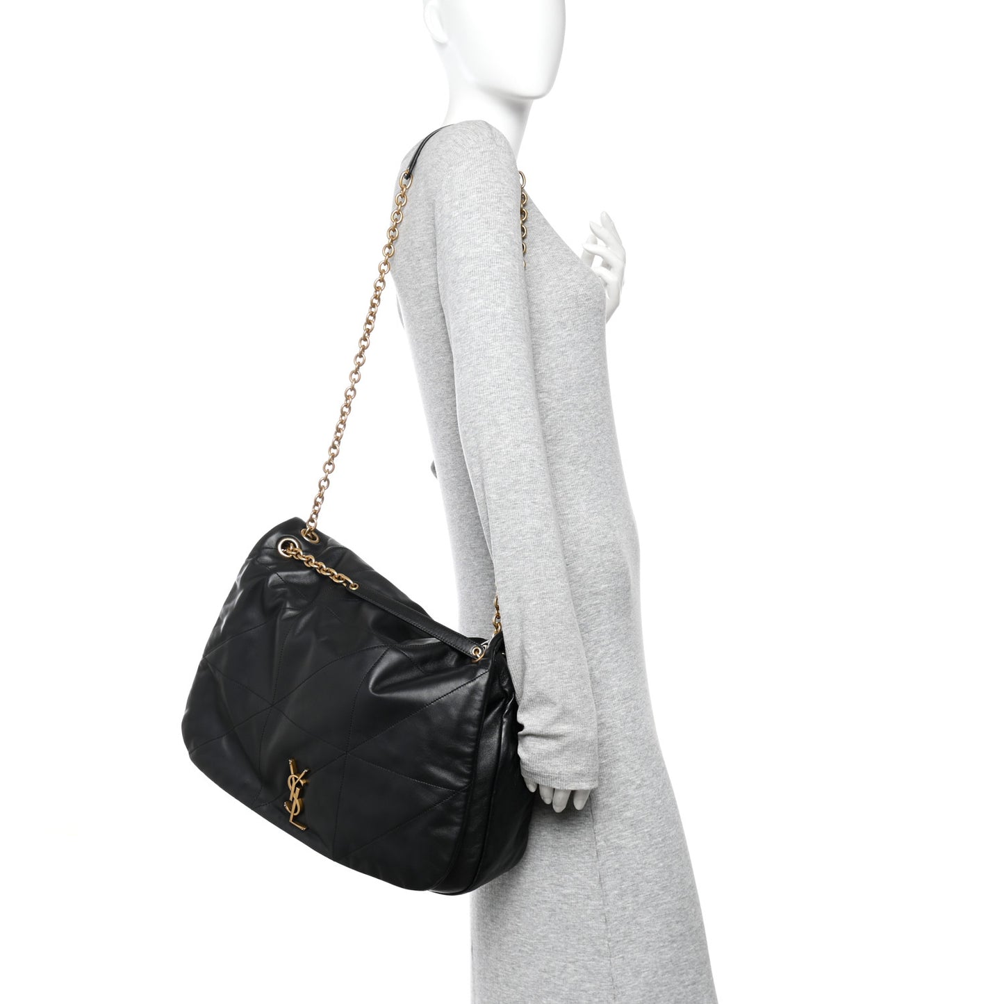 Lambskin Matelasse Monogram Large Jamie 4.3 Black