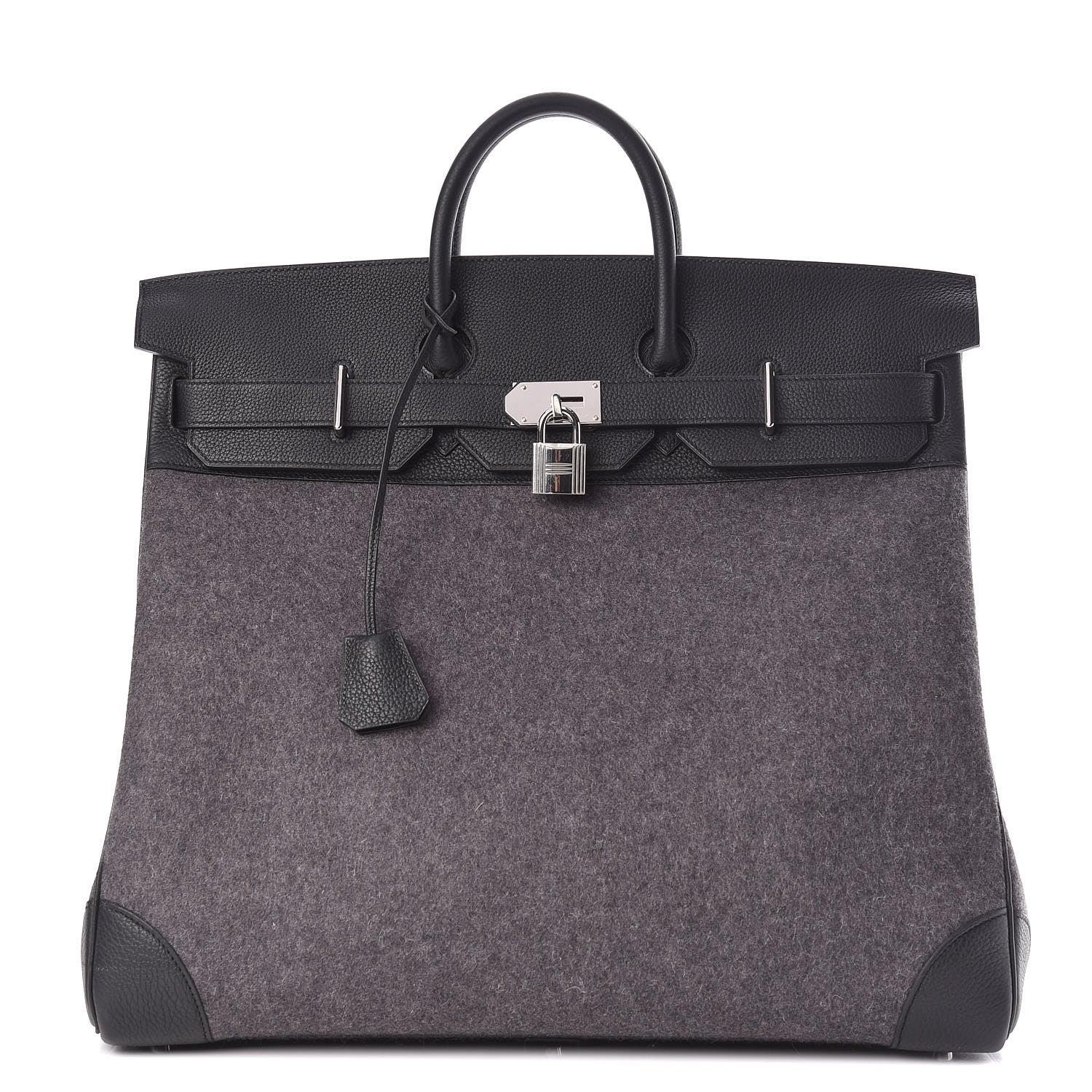 Hermes Togo Wool HAC Travel Birkin 50 Black 1 of 10