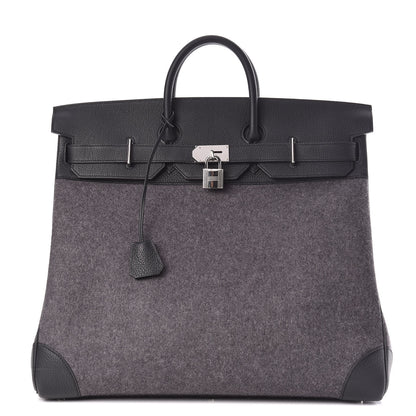 Hermes Togo Wool HAC Travel Birkin 50 Black 1 of 10