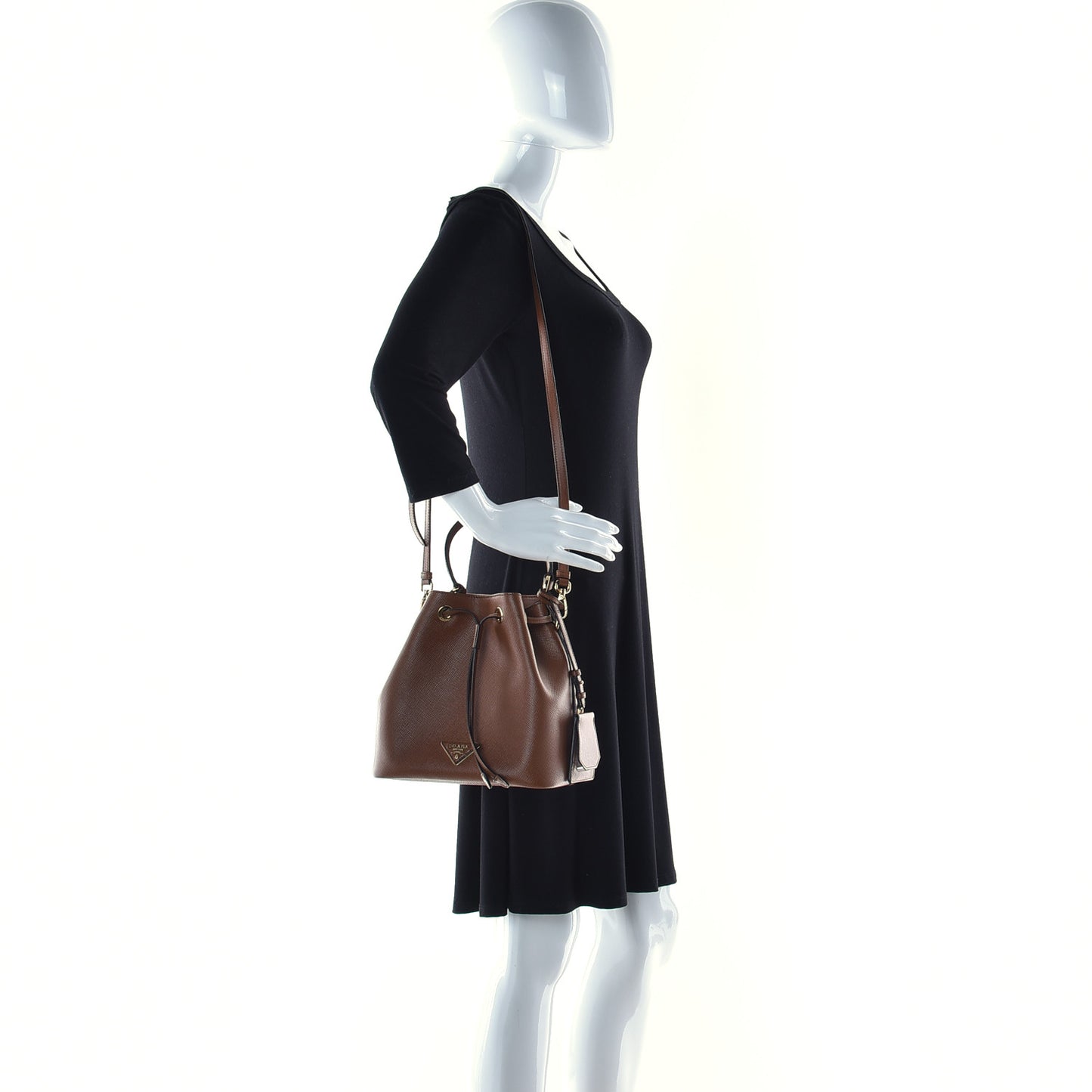 Saffiano Cuir Bucket Bag Cognac