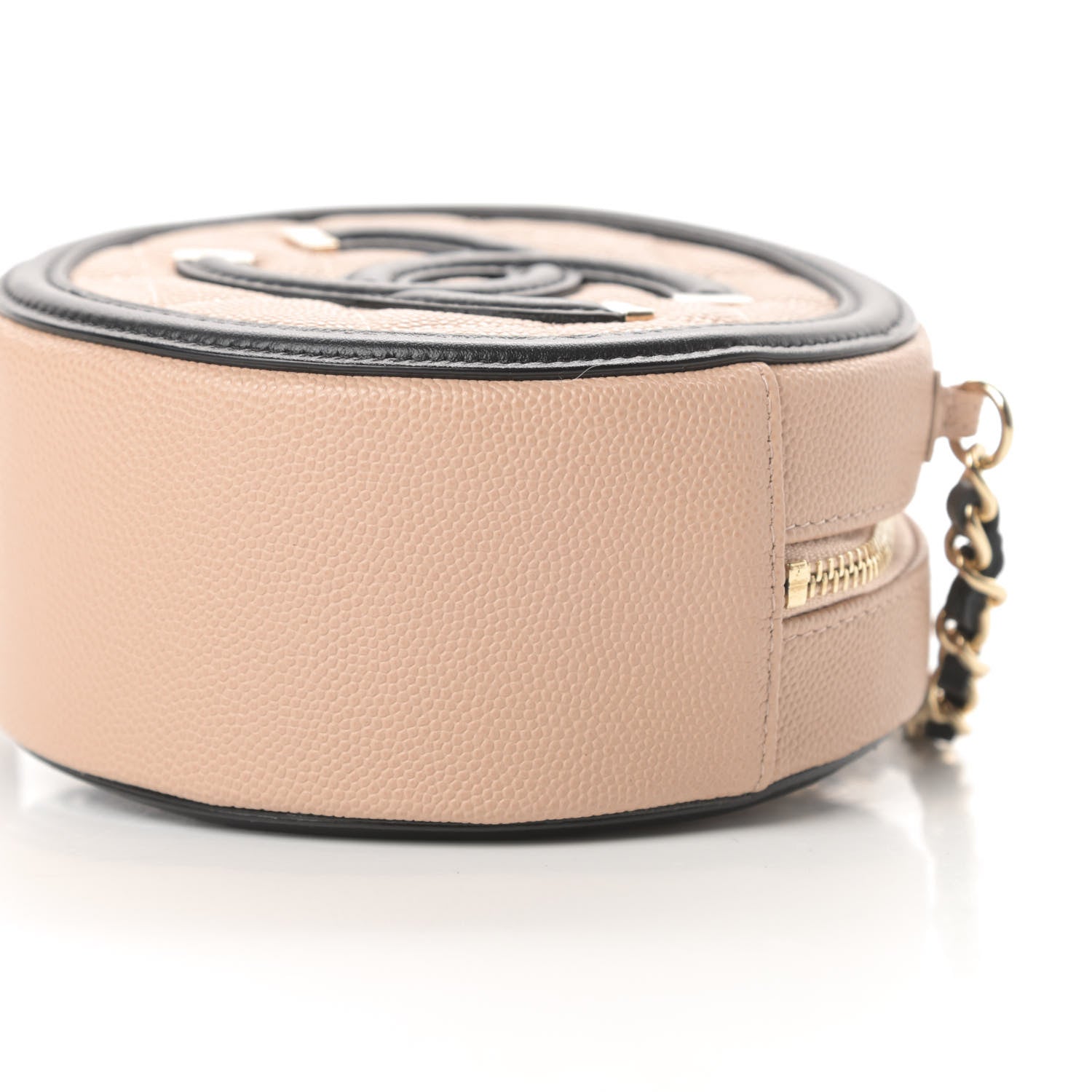 Chanel Caviar Quilted Round Filigree Crossbody Beige Black 10 of 11