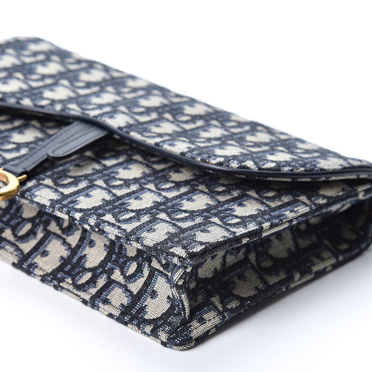 Christian Dior Oblique Saddle Chain Pouch Blue 8 of 9