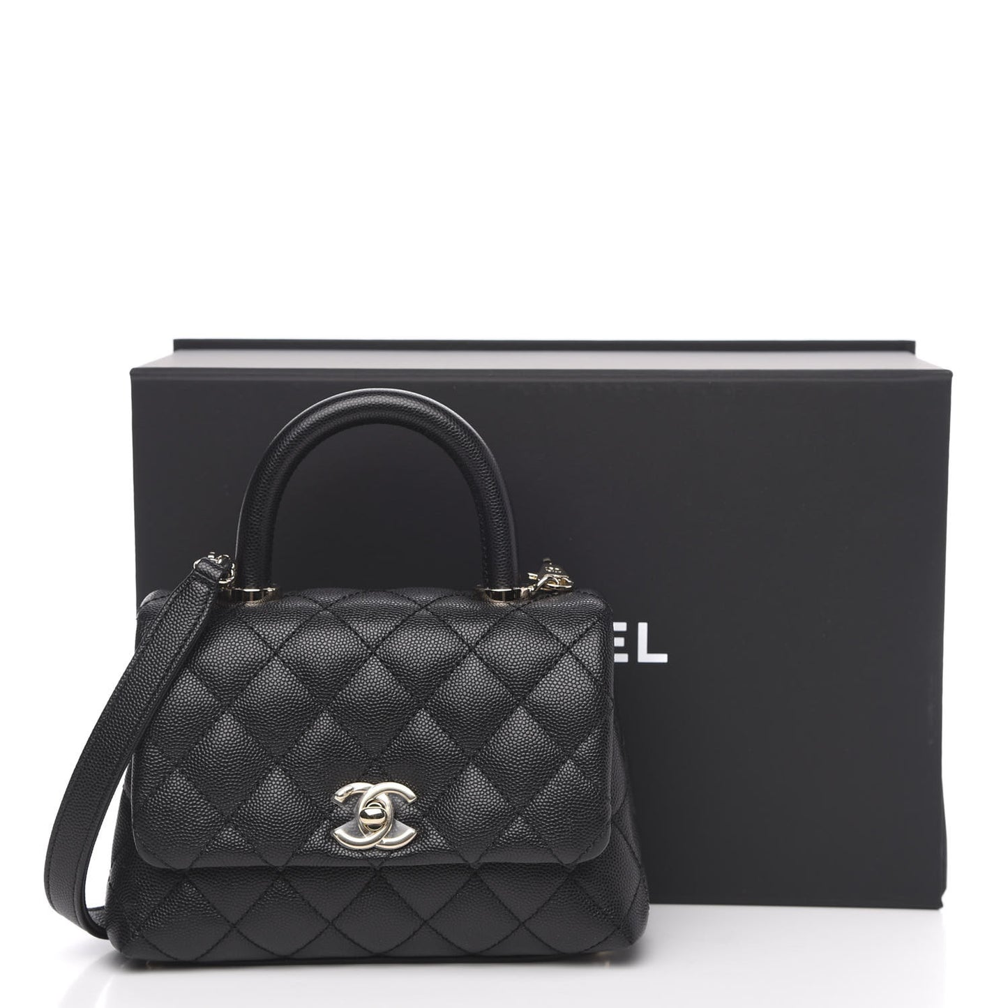 Caviar Quilted Extra Mini Coco Handle Flap Black