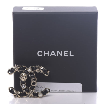 Chanel Lambskin Pearl Strass Sergeant Brooch Gold 5 of 5