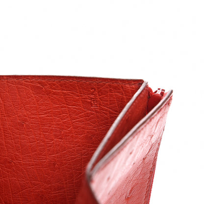 Hermes Ostrich Mini Tri-Fold Compact Wallet Rouge Vif 5 of 14