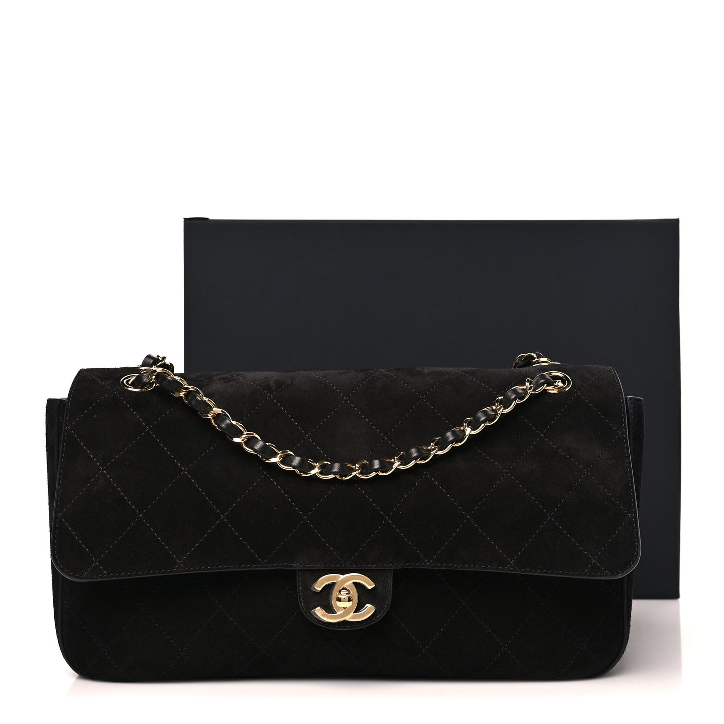 Suede Calfskin Small Souplissimo Maxi Flap Black