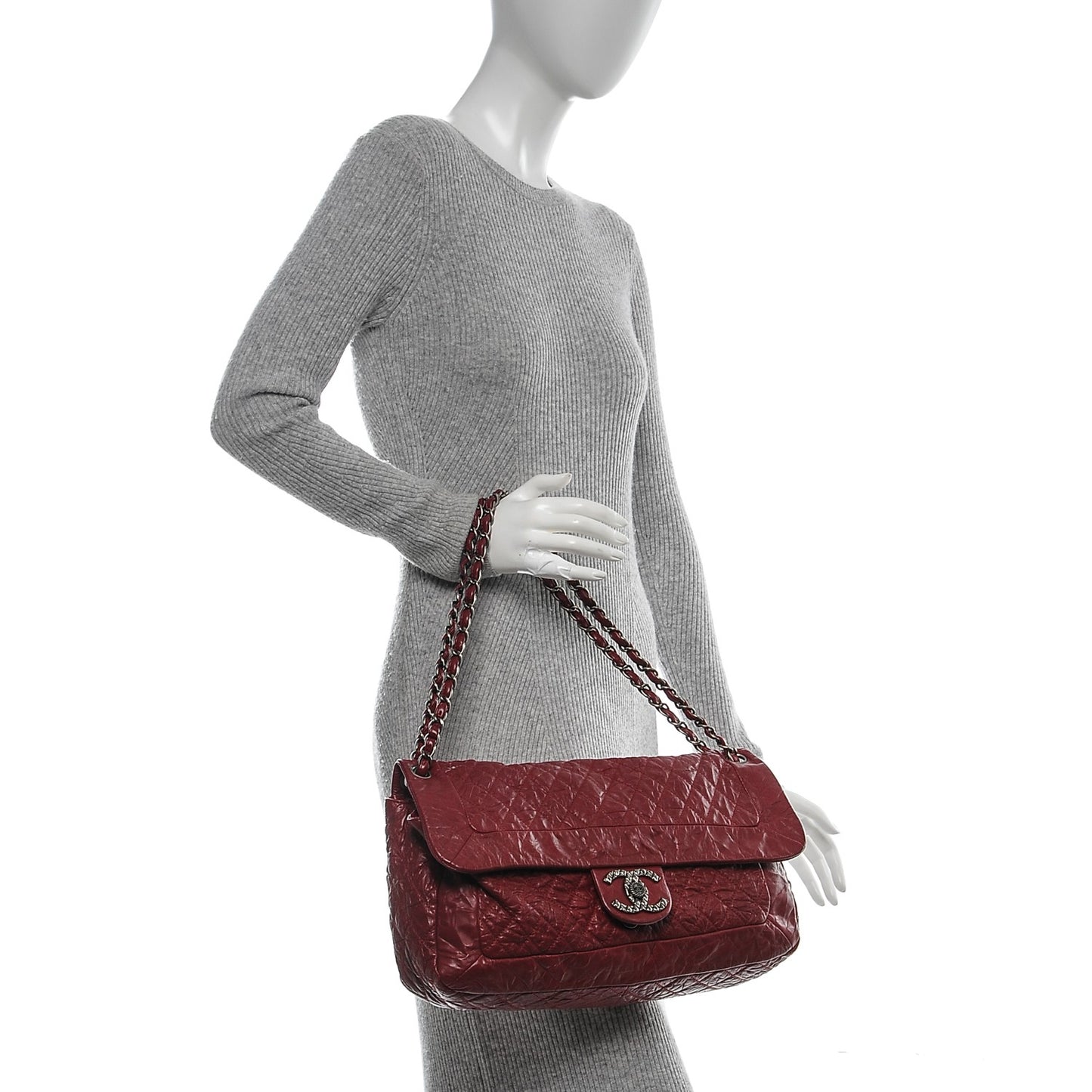 Aged Calfskin Coco Rider Flap Red