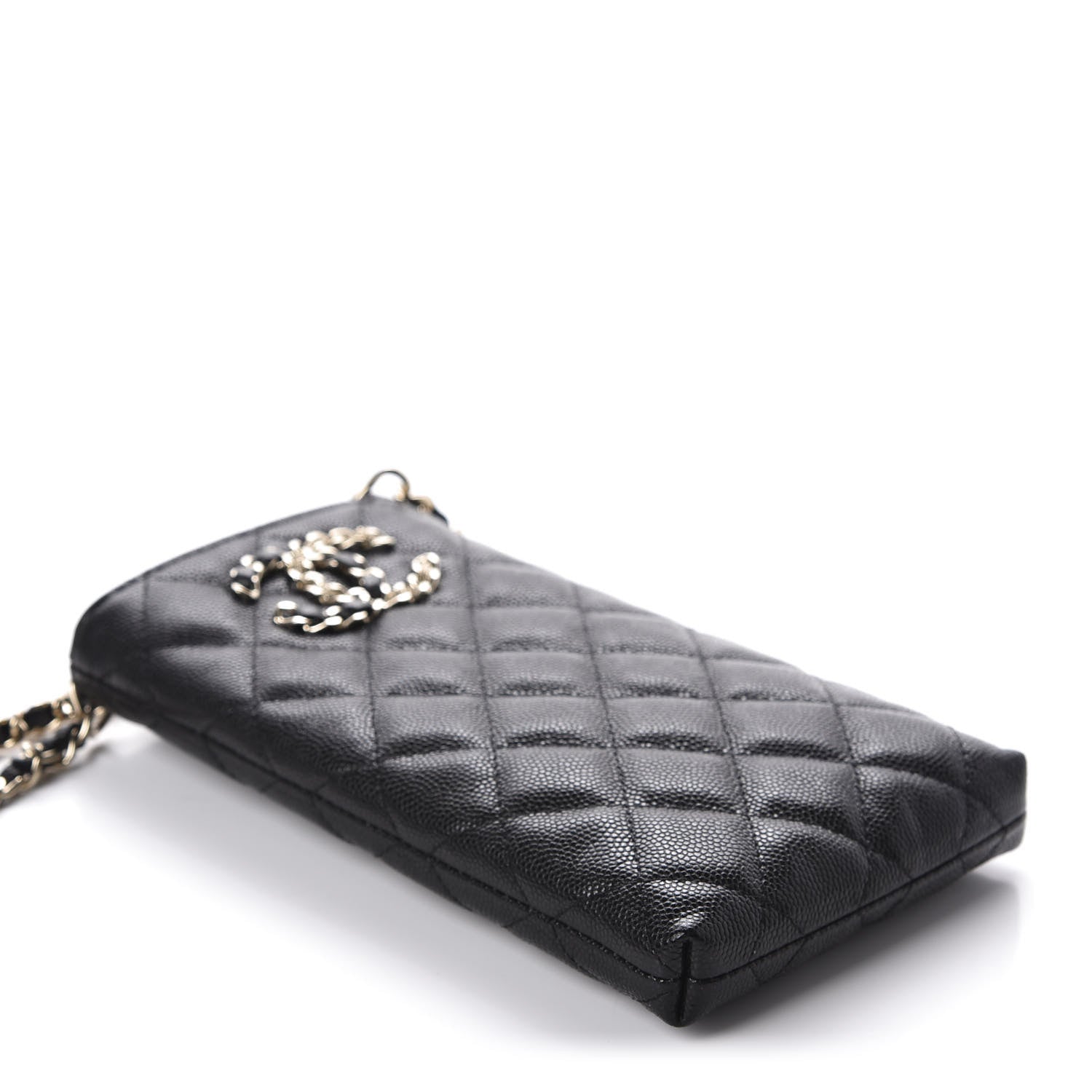 Chanel Caviar Quilted French New Wave Phone Holder With Chain Black 4 of 12