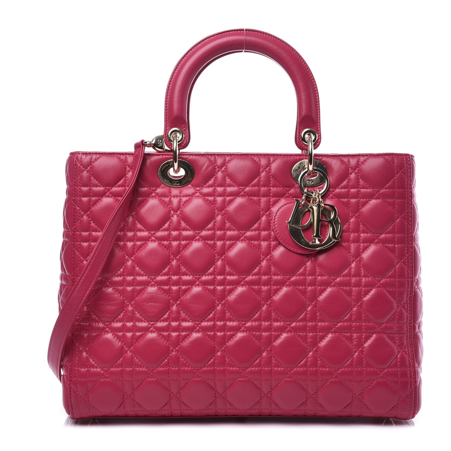 Christian Dior Lambskin Cannage Large Lady Dior Pink 1 of 10