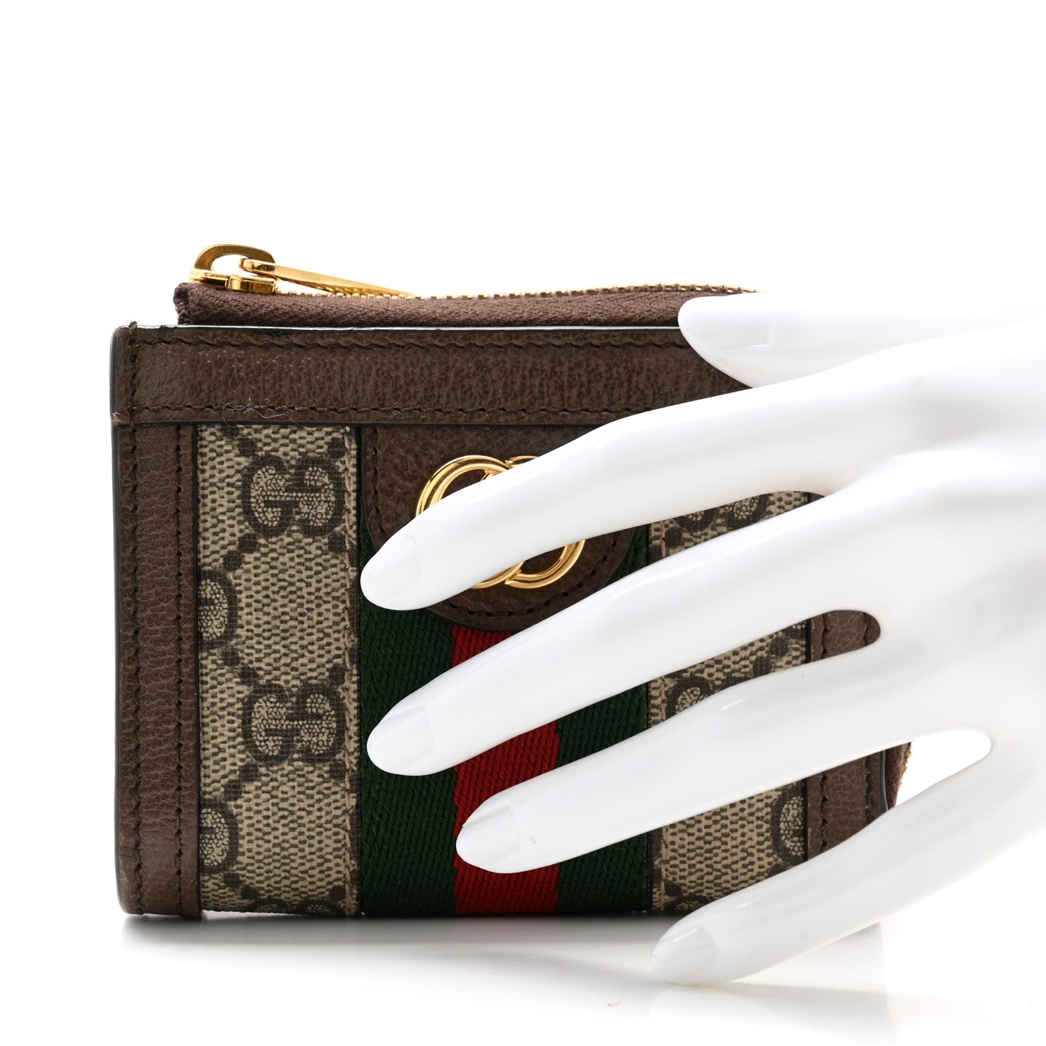 Gucci GG Supreme Monogram Web Ophidia Zip Wallet Beige New Acero 2 of 10