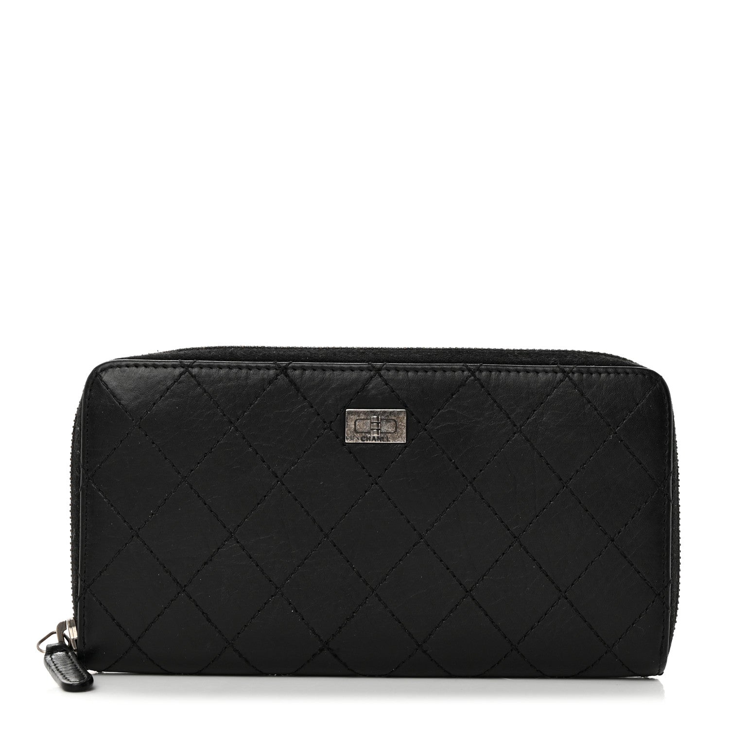 Chanel Aged Calfskin Quilted Reissue Large Gusset Zip Around Wallet Black 1 of 9