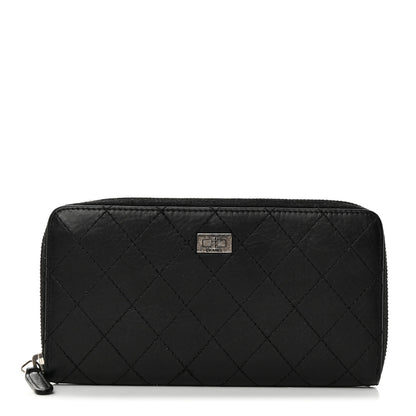 Chanel Aged Calfskin Quilted Reissue Large Gusset Zip Around Wallet Black 1 of 9