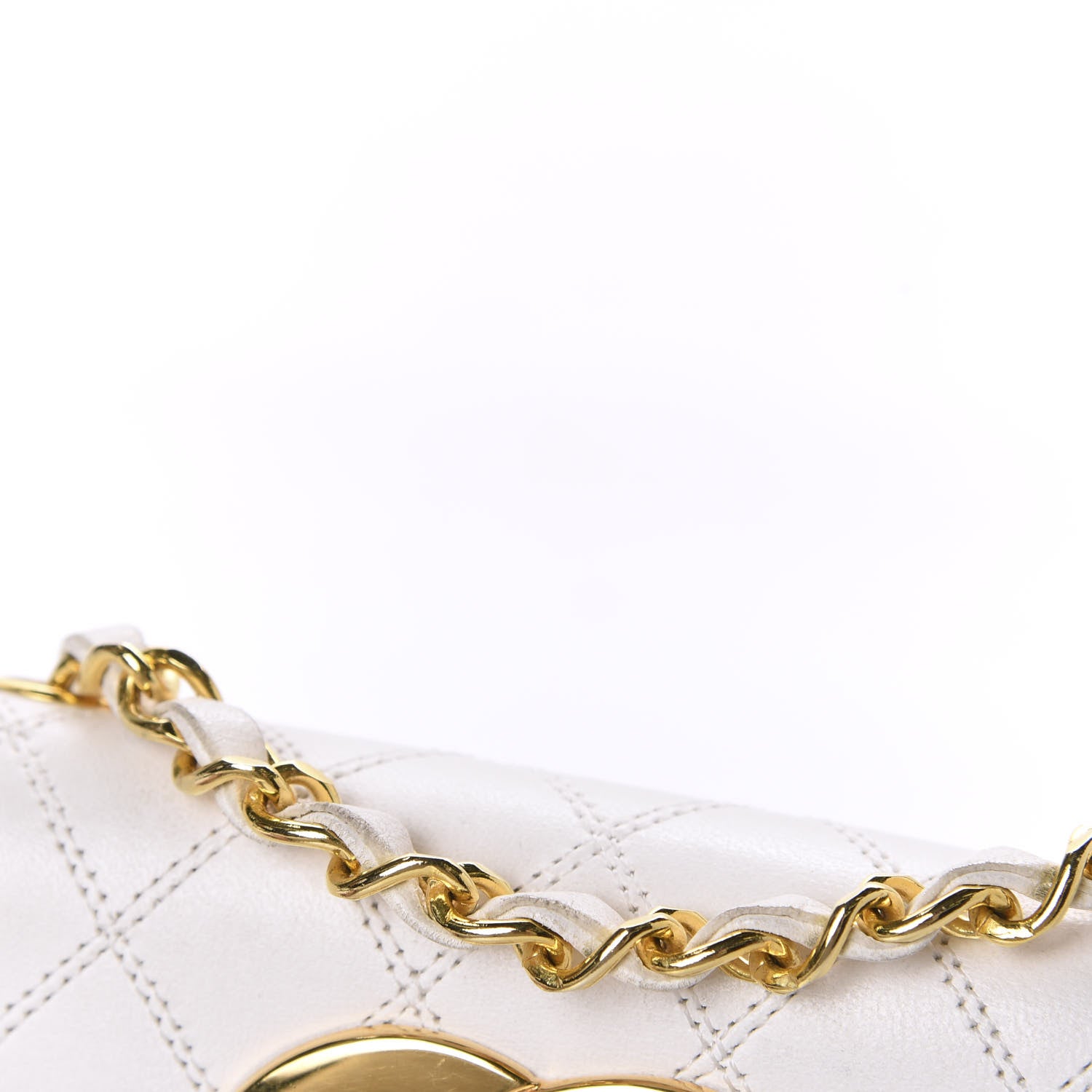 Chanel Calfskin Diamond Double Stitch Flap White 16 of 22