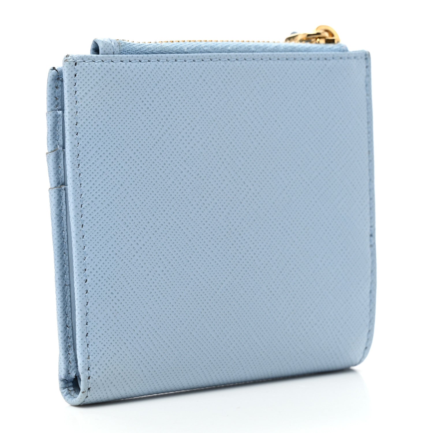 Prada Saffiano Small Triangle Wallet Light Blue 3 of 6