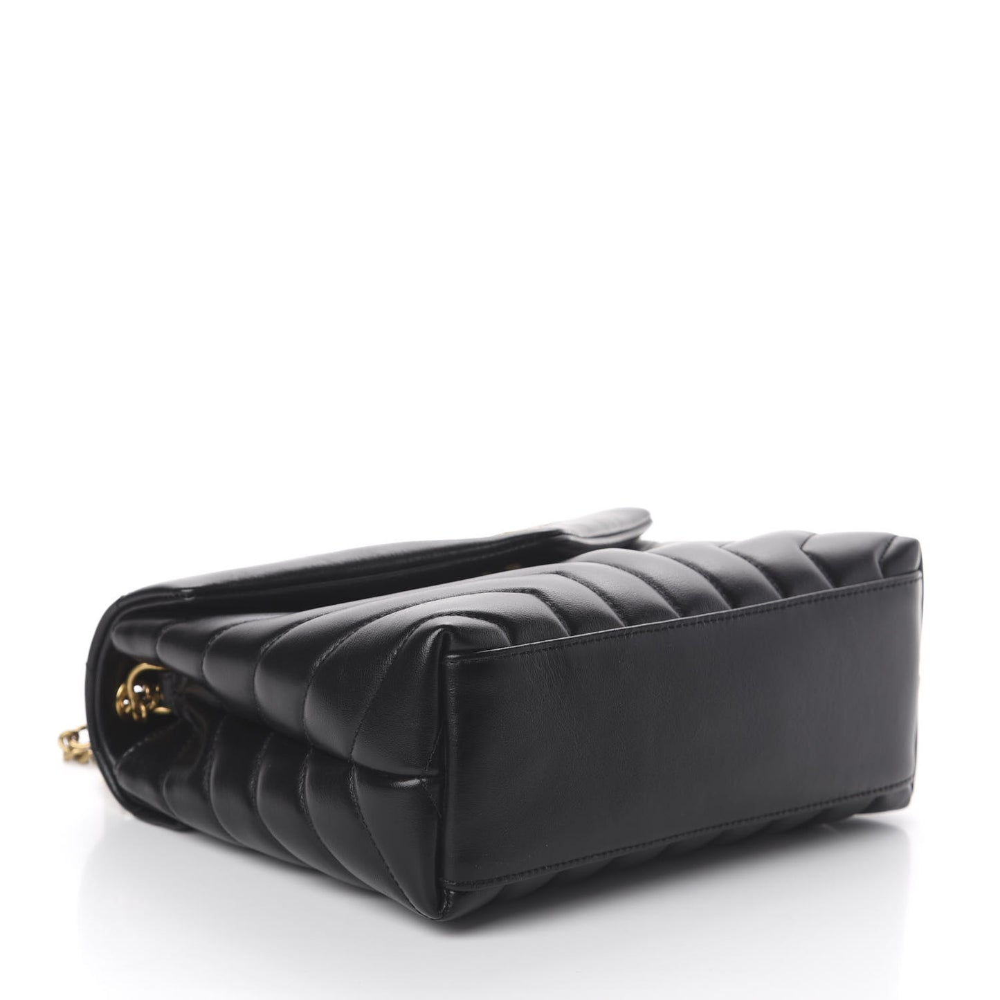 Calfskin Y Quilted Monogram Small Loulou Chain Satchel Black