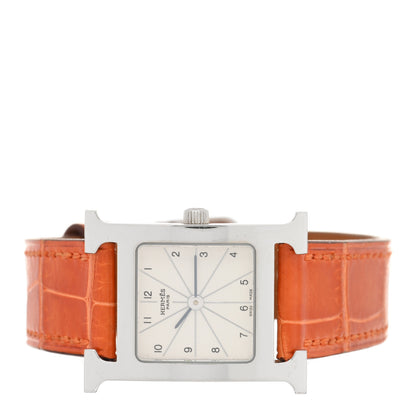 Hermes Stainless Steel Alligator 21mm Heure H Hour Quartz Watch Orange 2 of 4