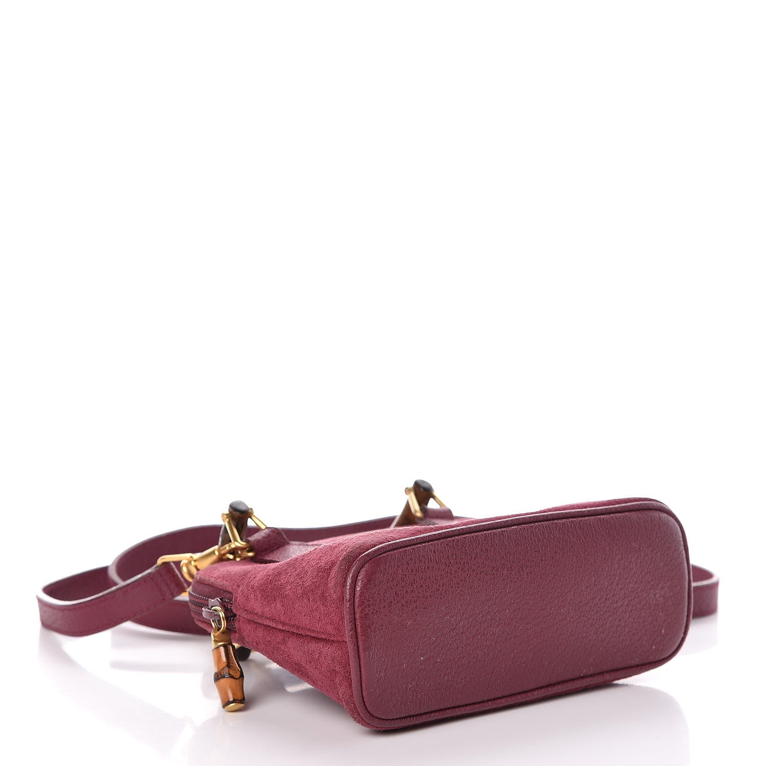 Gucci Suede Mini Bamboo Handle Bag Bordeaux 4 of 11