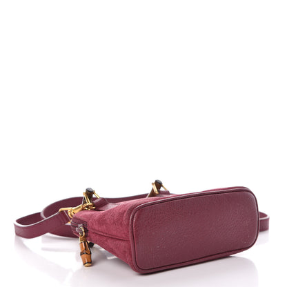 Gucci Suede Mini Bamboo Handle Bag Bordeaux 4 of 11