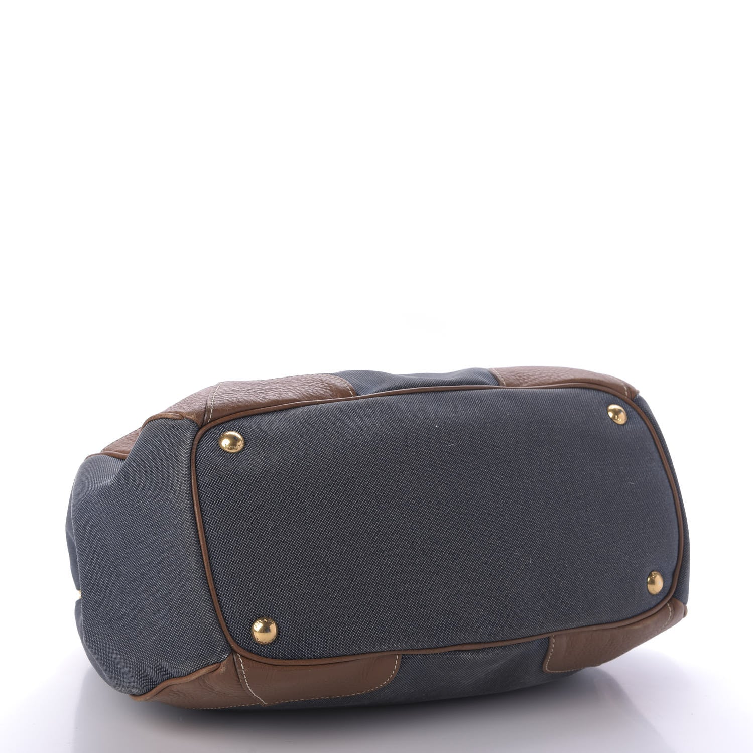 Prada Jacquard Vitello Daino Logo Shoulder Bag Denim 4 of 9