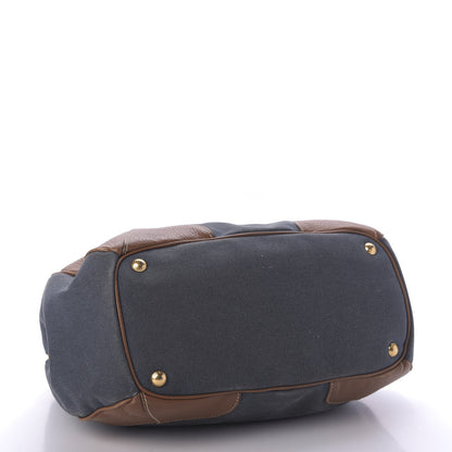 Prada Jacquard Vitello Daino Logo Shoulder Bag Denim 4 of 9