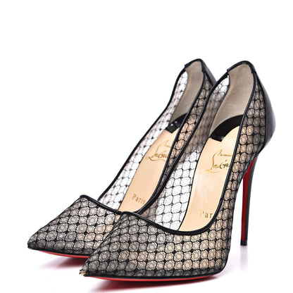 Christian Louboutin Nappa Bas Resille Follies Lace 100 Pumps 38.5 Black 3 of 9