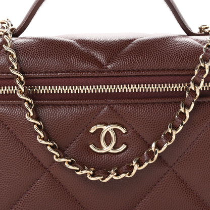 Chanel Caviar Quilted Top Handle Slim Vanity With Chain Dark Brown 8 of 11