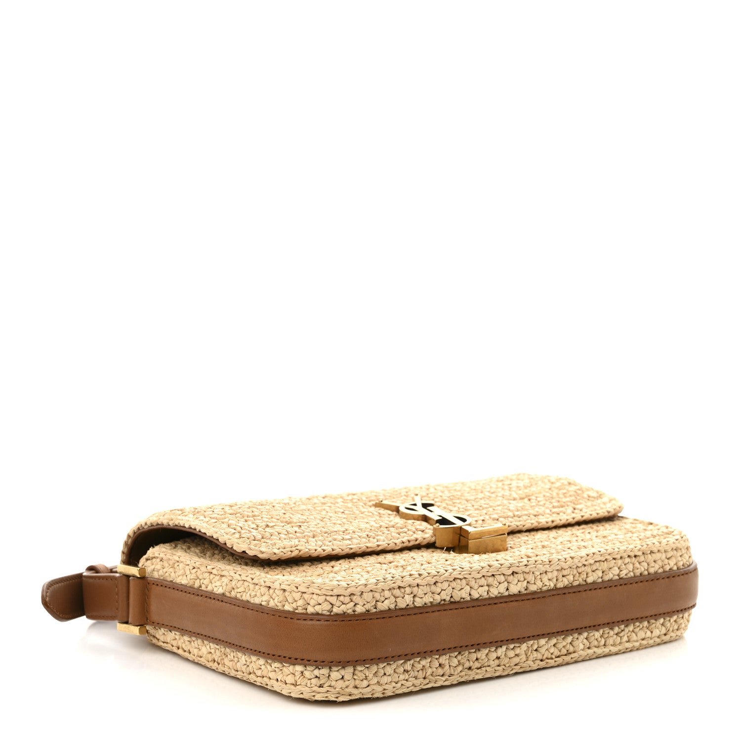 Saint Laurent Raffia Calfskin Medium Monogram Solferino Satchel Naturale Brick 4 of 10