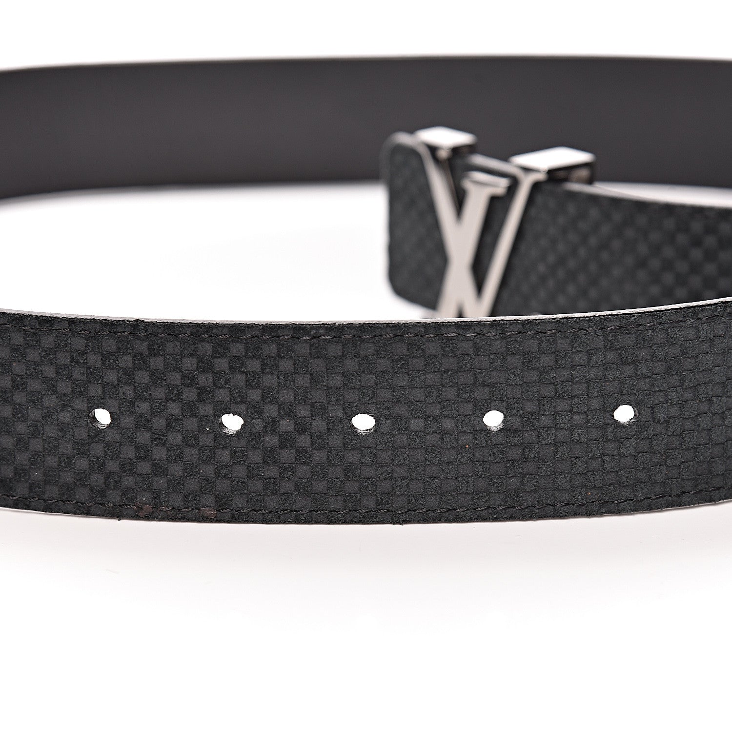 Louis Vuitton Suede Calfskin Mini Damier 40mm LV Initiales Belt 100 40 Black 5 of 6