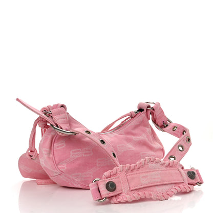 Balenciaga Denim BB Monogram Le Cagole Shoulder Bag XS Pink 3 of 11