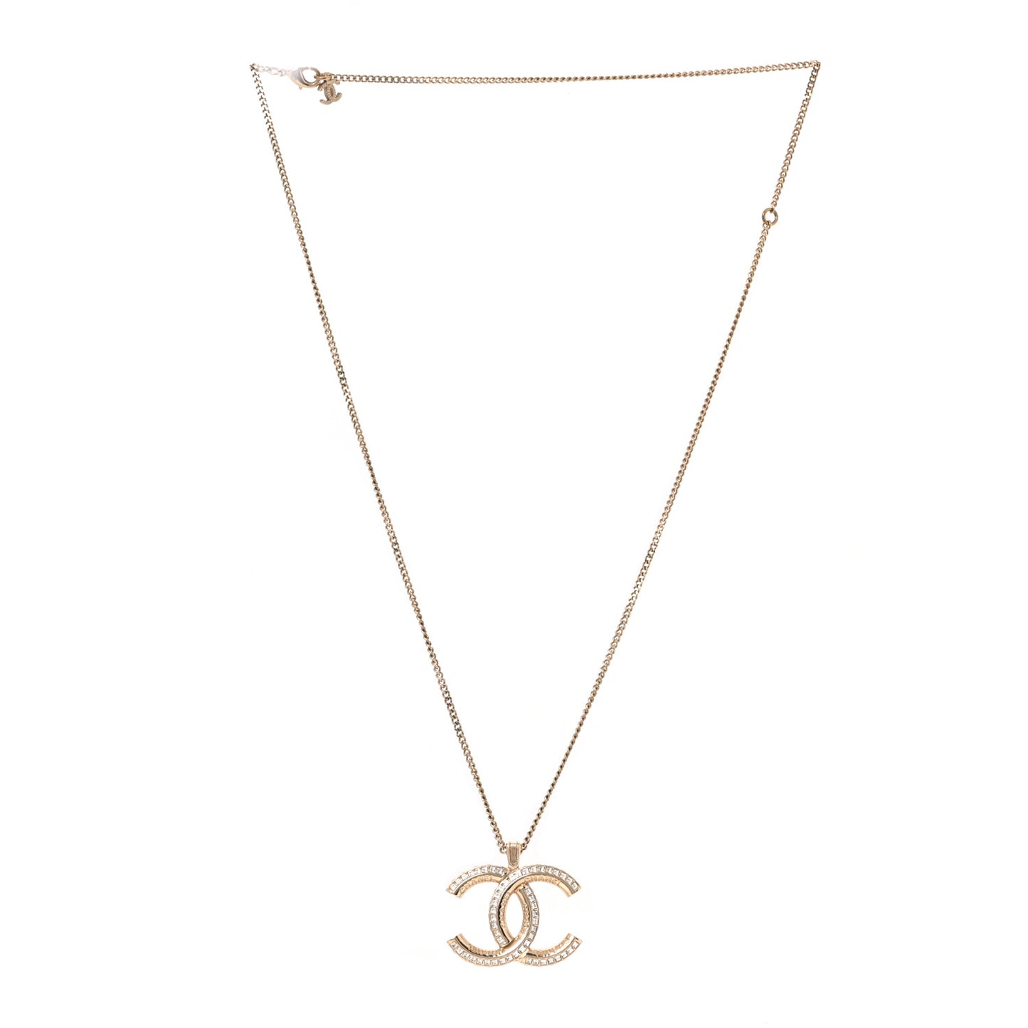 Crystal CC Pendant Necklace Gold