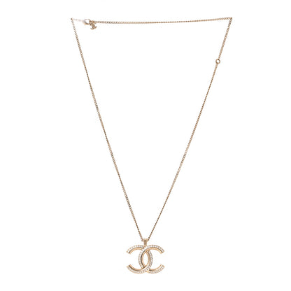 Chanel Crystal CC Pendant Necklace Gold 3 of 4