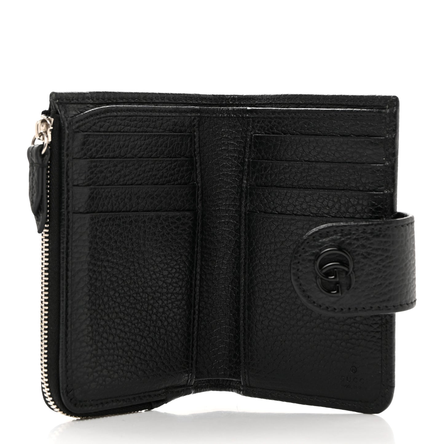 Dollar Calfskin Double G Wallet Black